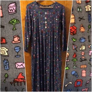 Vintage 90s SM/MD Betsey Johnson Maxi Empire Smock Dress Pockets!